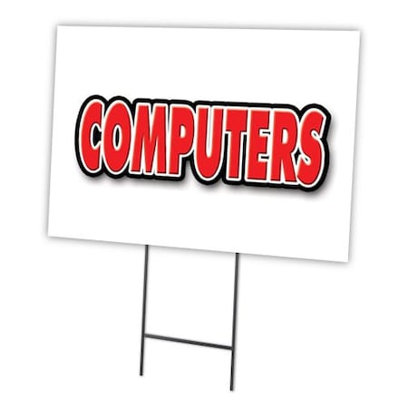 Signmission Computers Yard Sign & Stake outdoor plastic coroplast window, C-1216-DS-Computers C-1216-DS-Computers